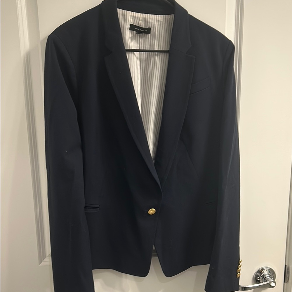 Ann Taylor Navy Blazer Timeless Professional Style